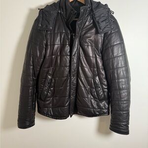 Men's Vince Genuine Lambskin Black Quilted Bomber Jacket
